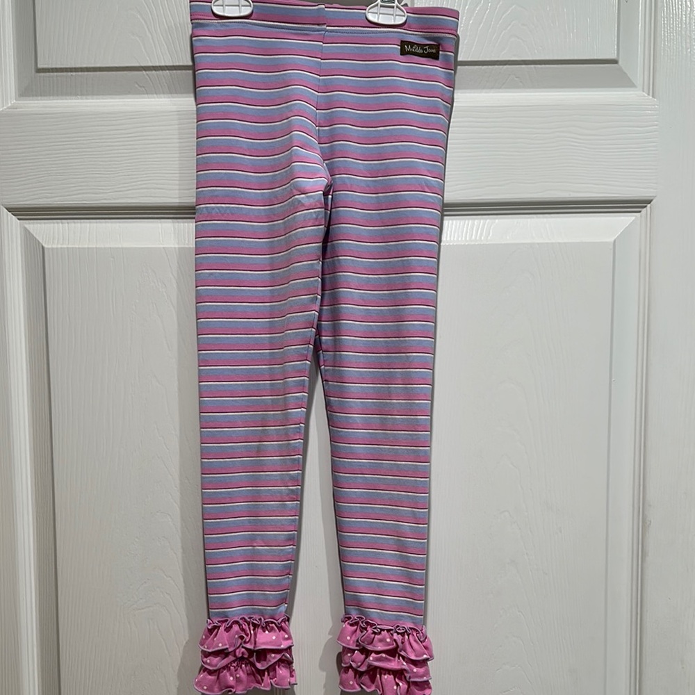 Matilda Jane Striped Pink and Purple Leggings with Ruffle Hem